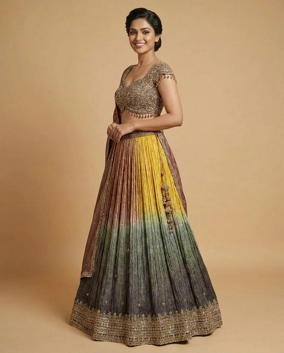 Tissue Croptop Lehenga - Rangoli India