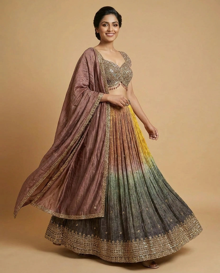 Tissue Croptop Lehenga - Rangoli India