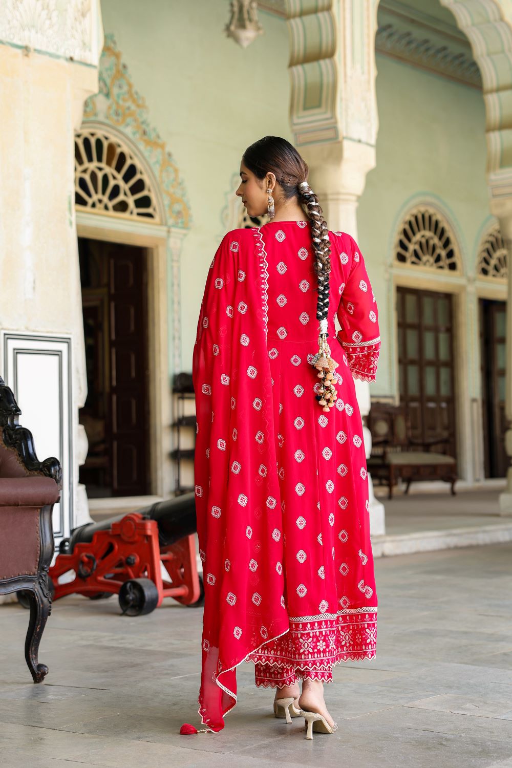 Red Anarkali Suit Set