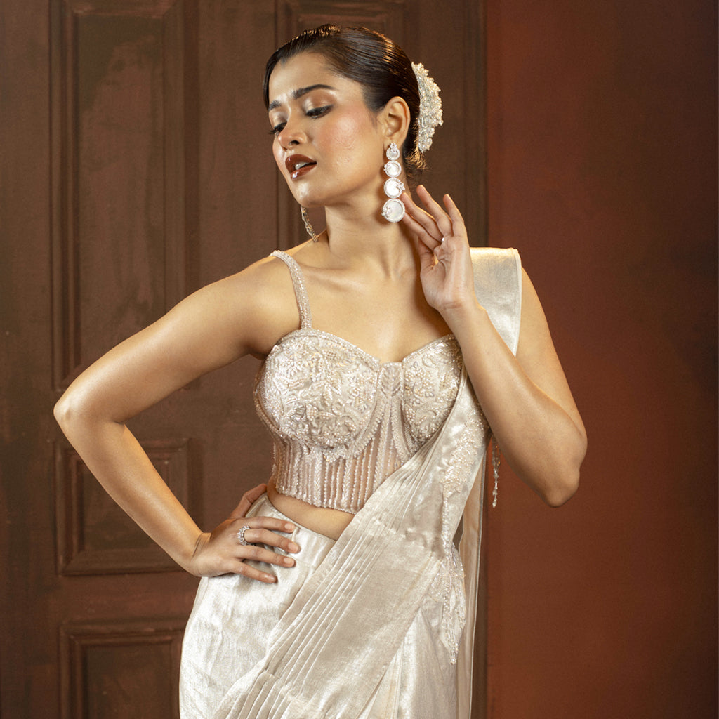 Helen Silver Indo Western Designer Saree