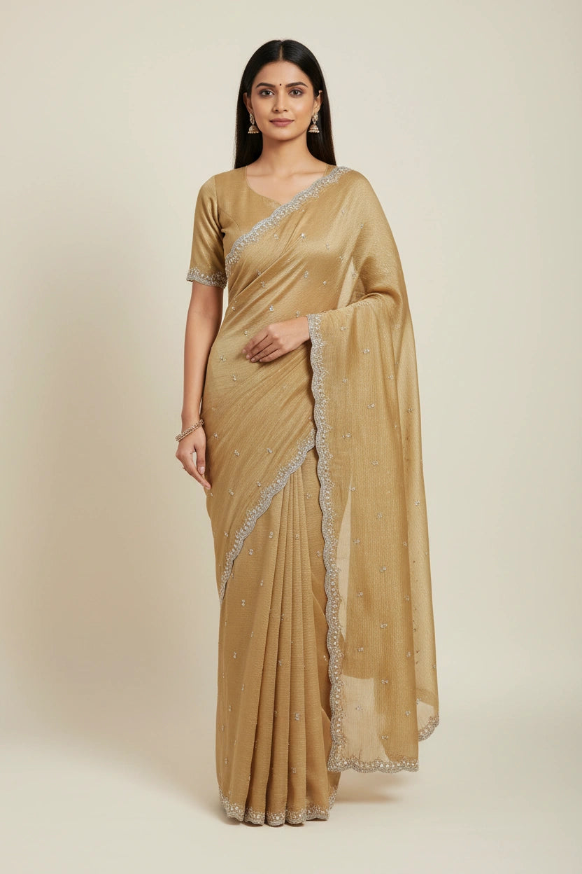 Embroidered Crush Tissue Saree
