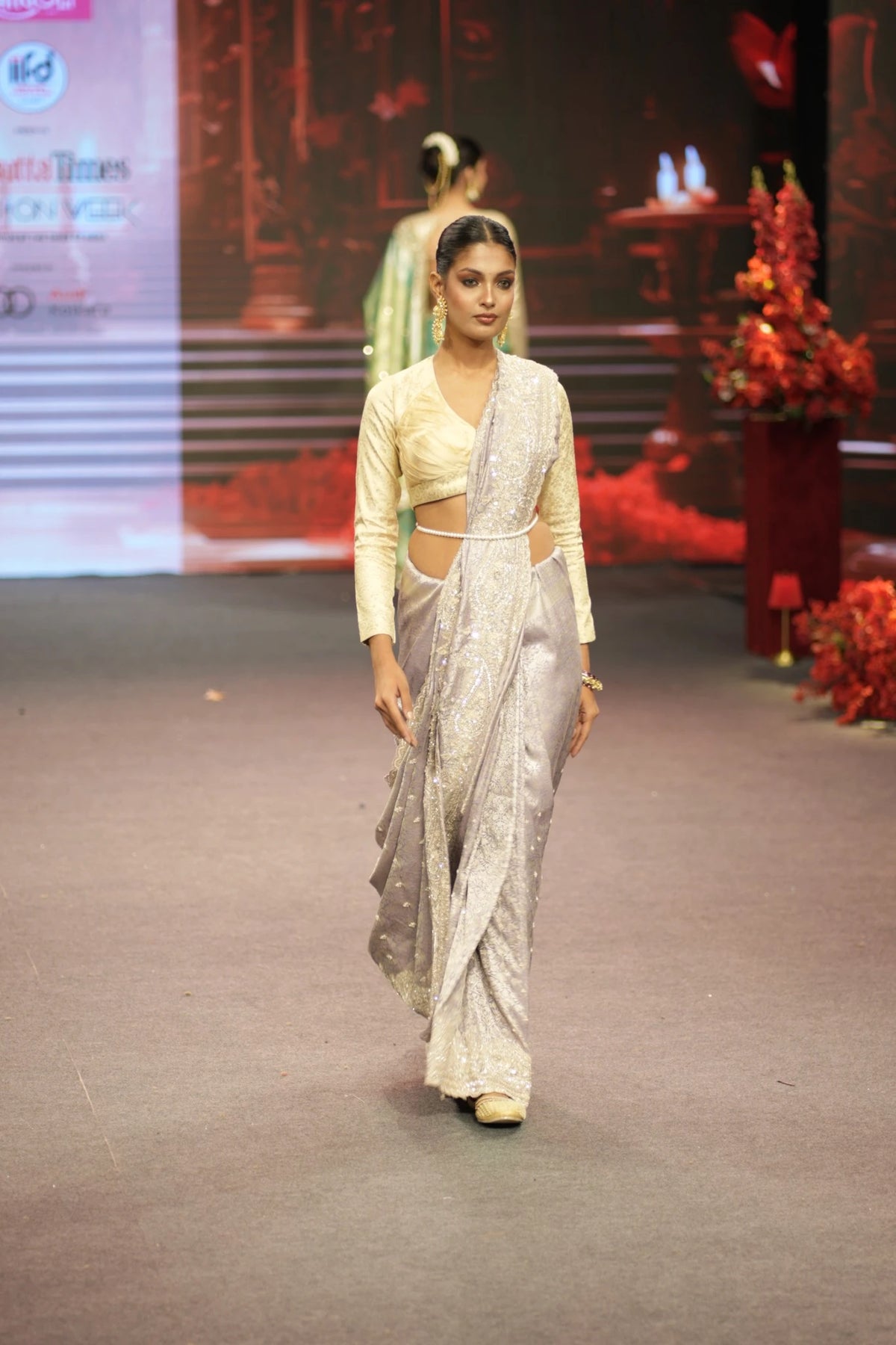 Mauve Embroidered Katan Silk Saree — photo 5 of 5