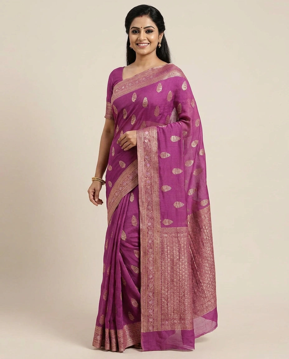 Crepe Khaddi Banarasi Saree - Rangoli India