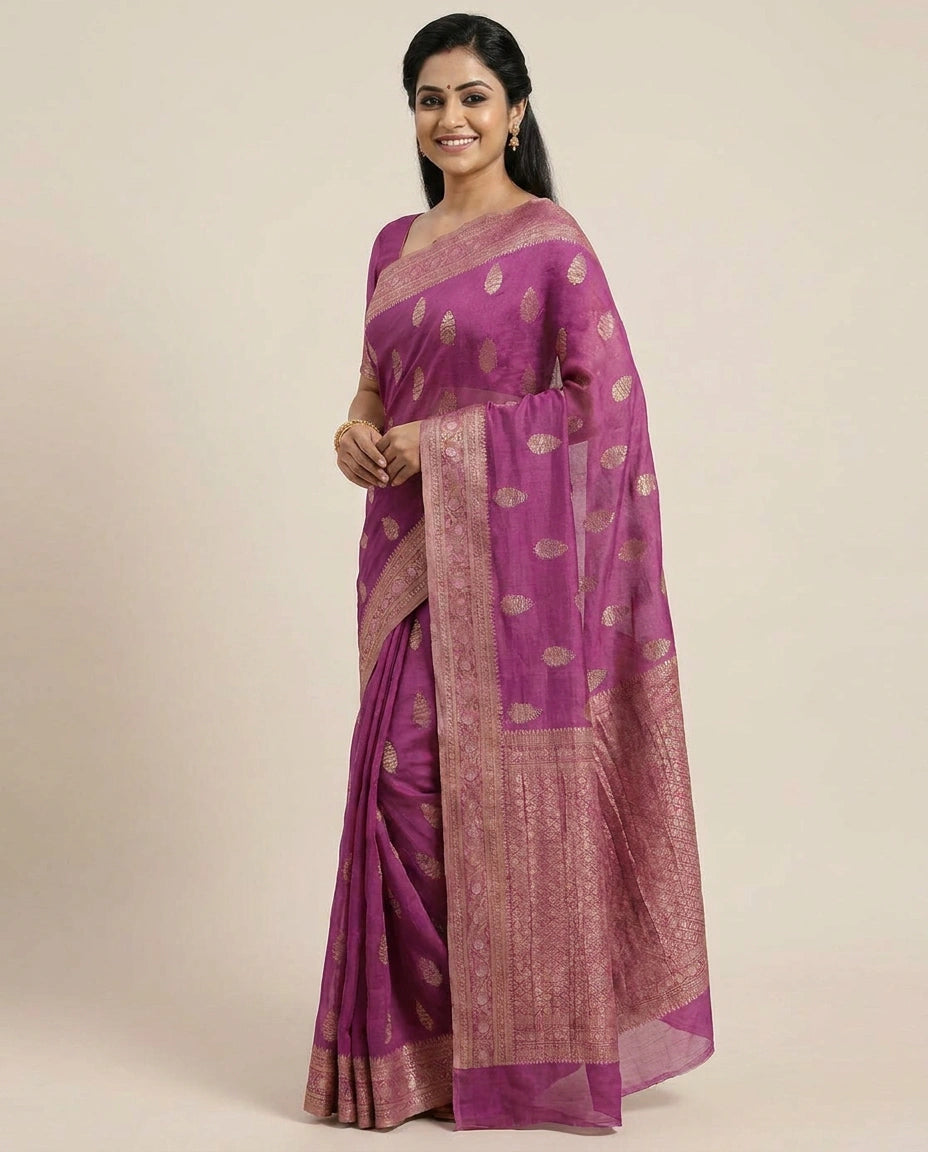 Crepe Khaddi Banarasi Saree - Rangoli India