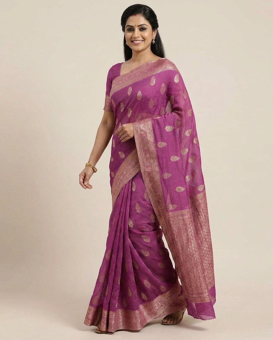 Crepe Khaddi Banarasi Saree - Rangoli India