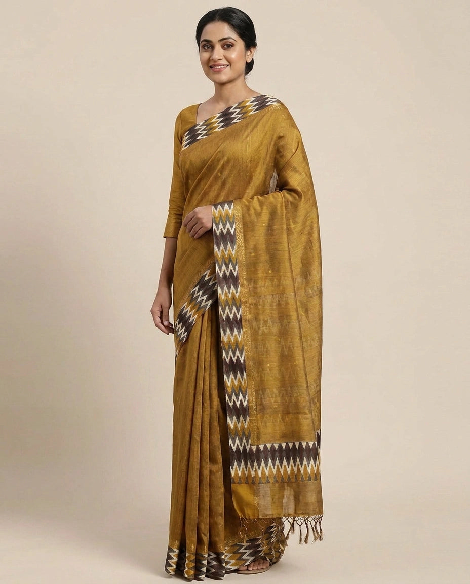 Tussar Silk Printed Saree - Rangoli India