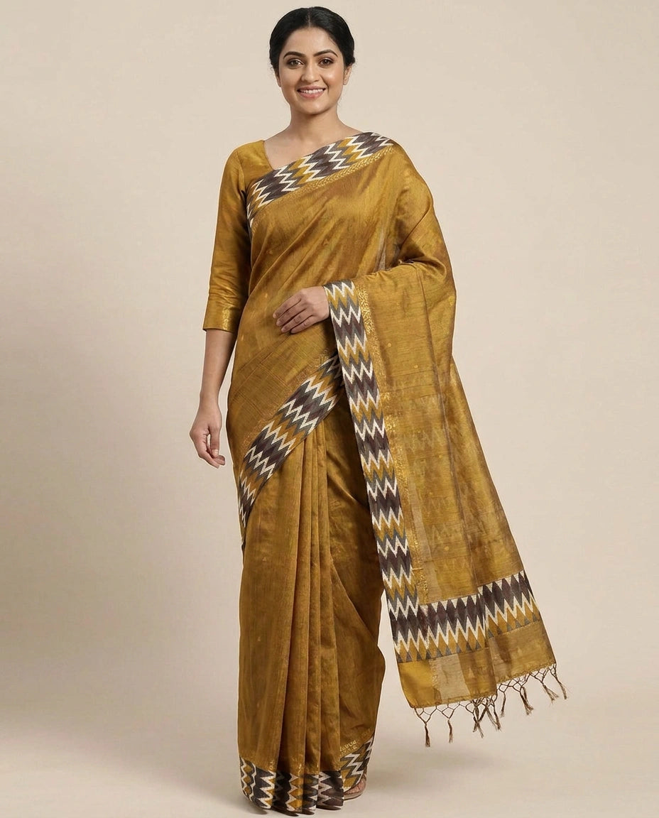 Tussar Silk Printed Saree - Rangoli India