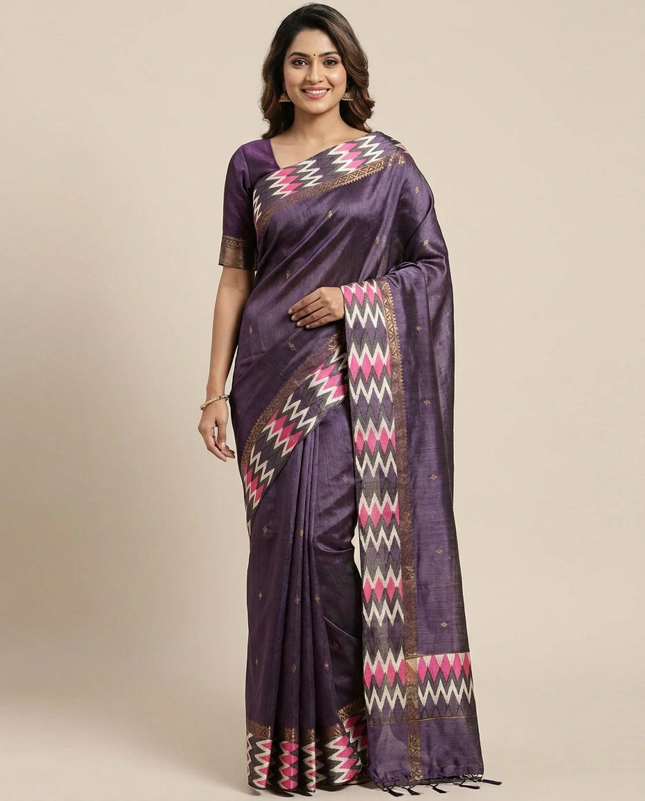 Tussar Silk Printed Saree - Rangoli India
