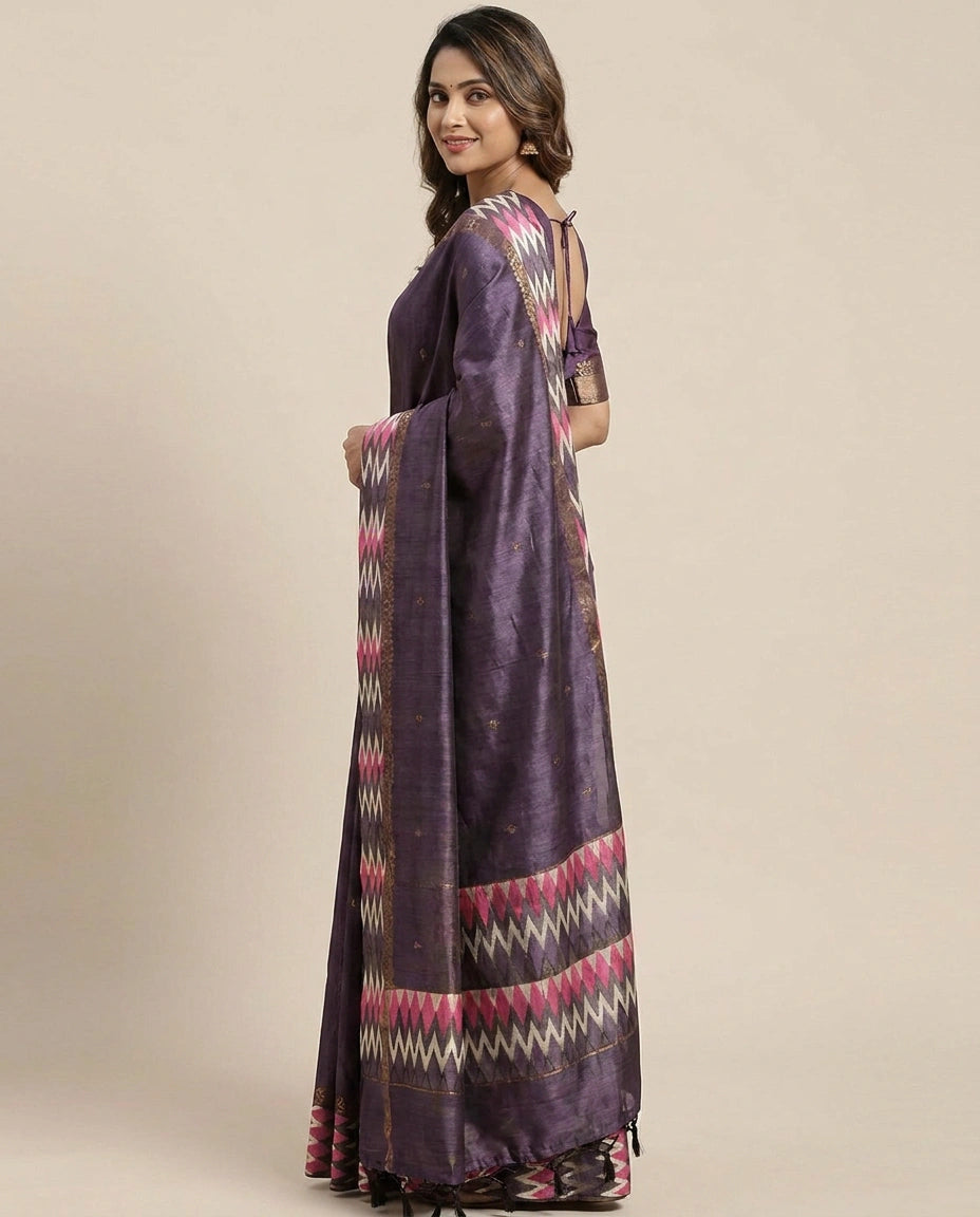 Tussar Silk Printed Saree - Rangoli India