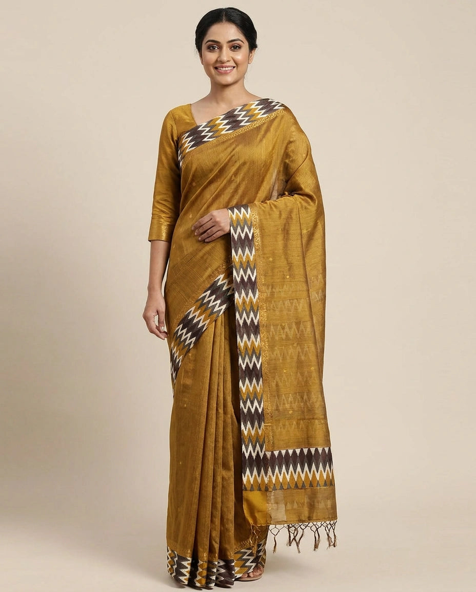 Tussar Silk Printed Saree - Rangoli India
