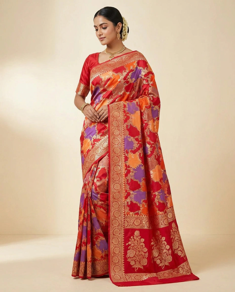 Rani Pure Katan Silk Banarasi Saree with Woven Zari Brocade Work