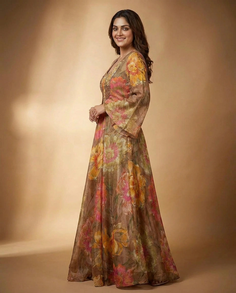 Tissue Anarkali Suit - Rangoli India