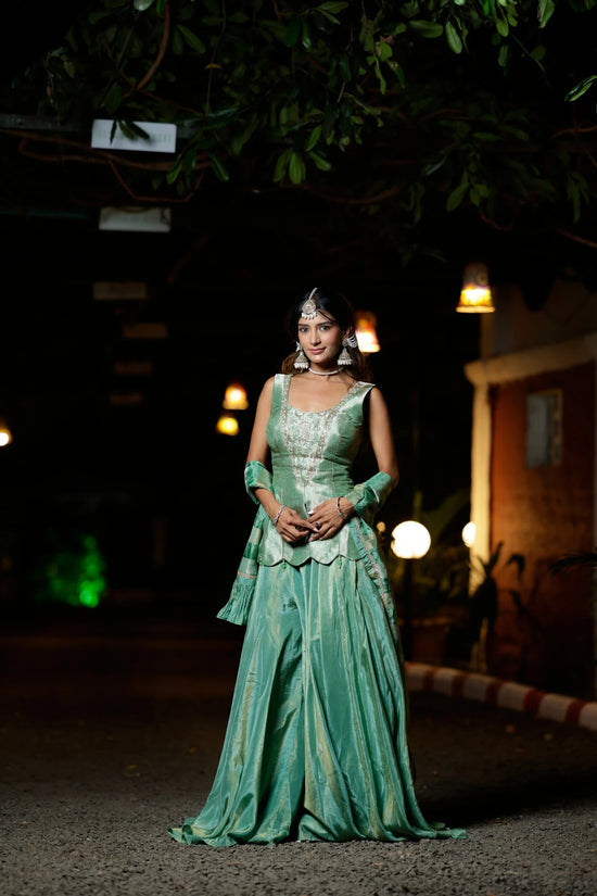 Long Choli Co-ord Set in Silk Katan