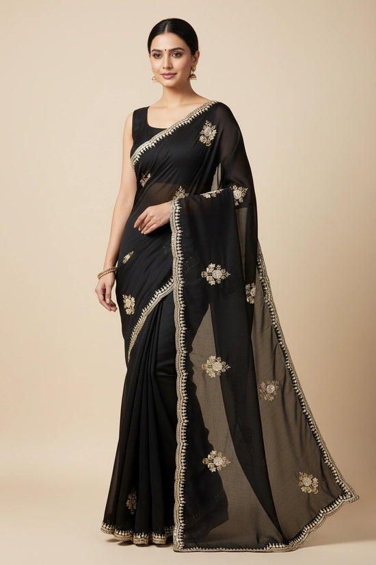 Embroidered Silk Saree with Designer Work - silk Indian ethnic wear by Rangoli