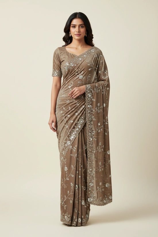 Embroidered Tissue Silk Saree with Traditional Motifs - tissue Indian ethnic wear by Rangoli