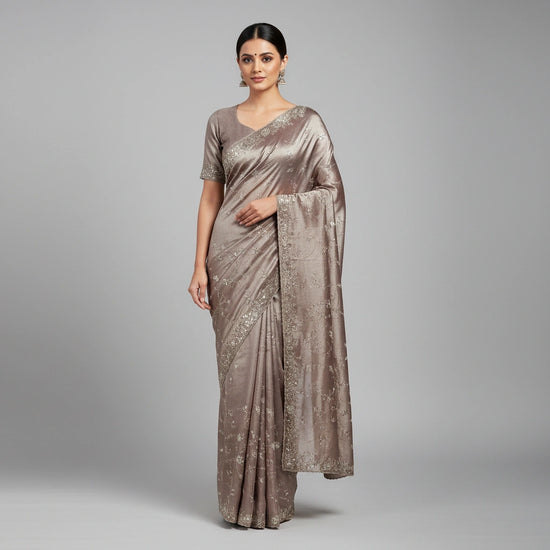 Embroidered Tissue Silk Saree with Traditional Motifs - tissue Indian ethnic wear by Rangoli