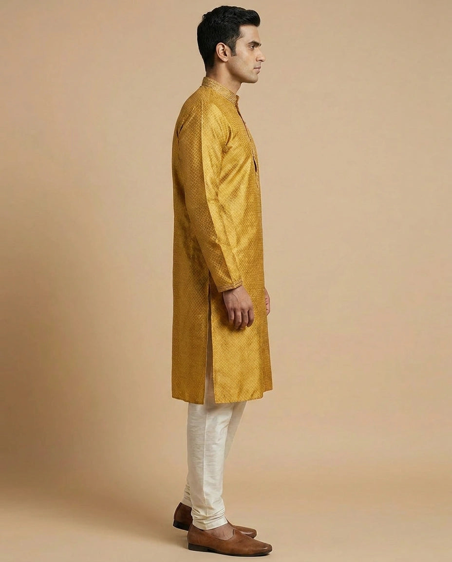 Silk Katan Anarkali Suit Gown with Contrast Dupatta Women view 2