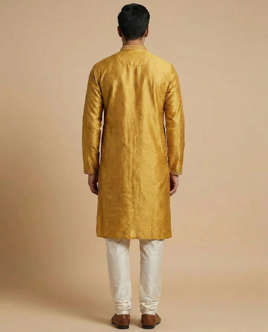 Silk Katan Anarkali Suit Gown with Contrast Dupatta Women view 3