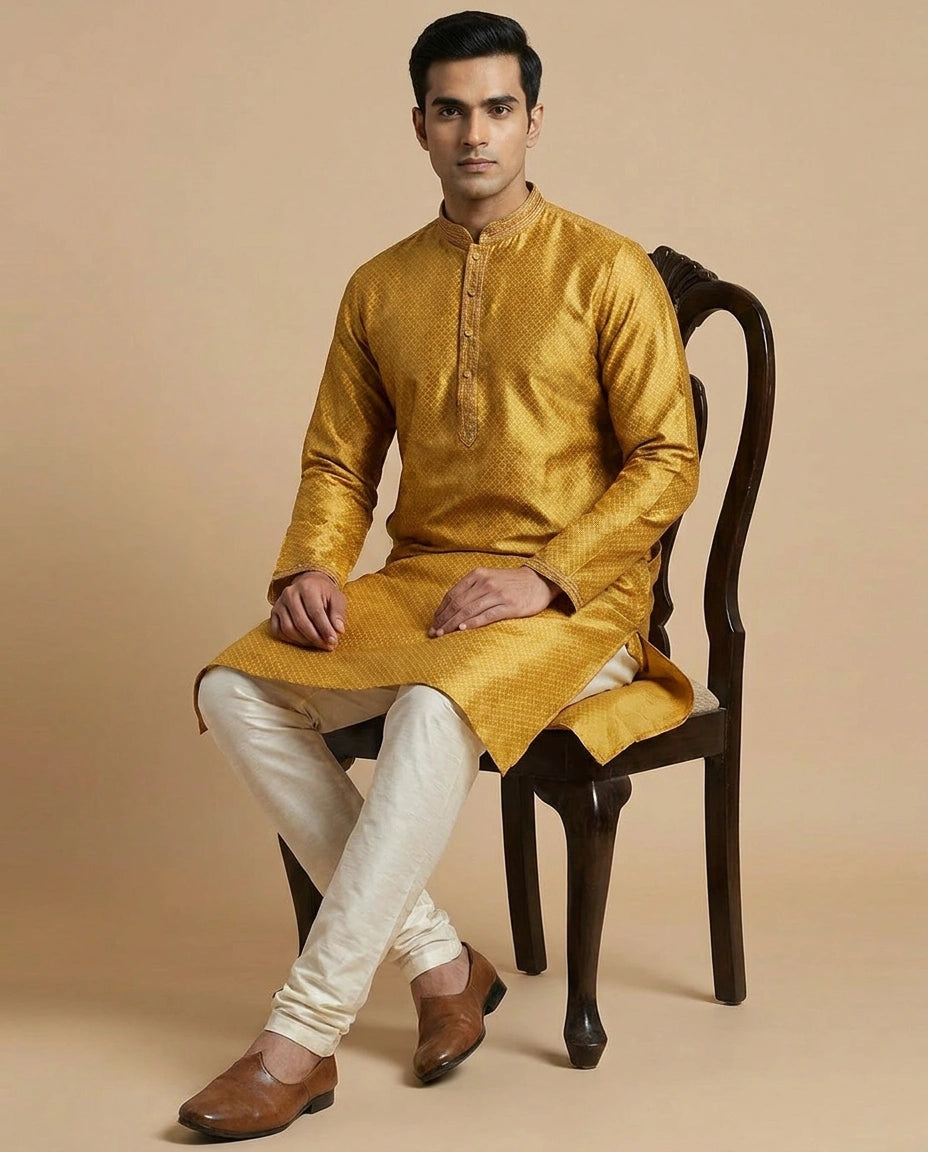 Silk Katan Anarkali Suit Gown with Contrast Dupatta Women view 5