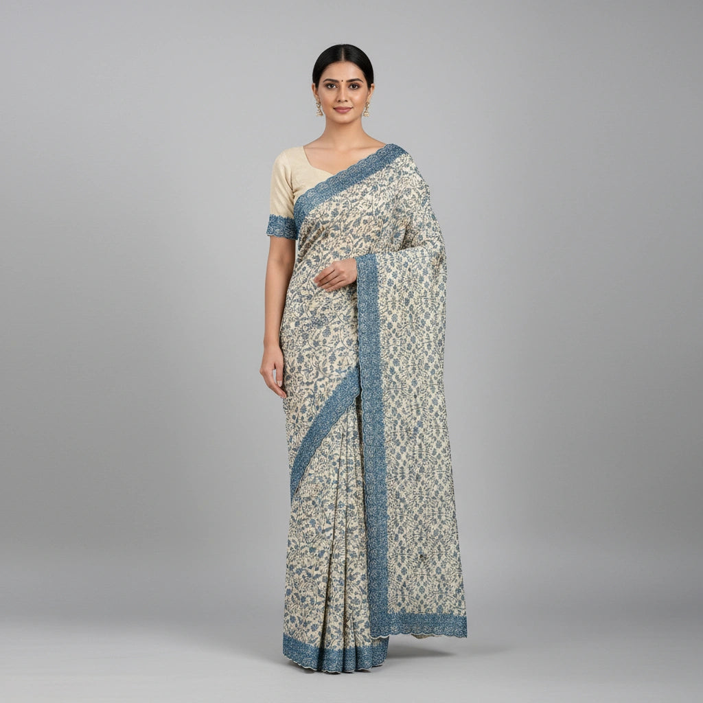 Embroidered Georgette Saree with Traditional Motifs - georgette; synthetic Indian ethnic wear by Rangoli