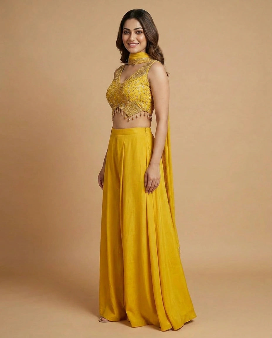Raw Silk Palazzo Suit - Rangoli India