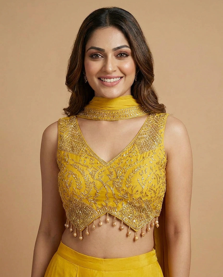 Raw Silk Palazzo Suit - Rangoli India