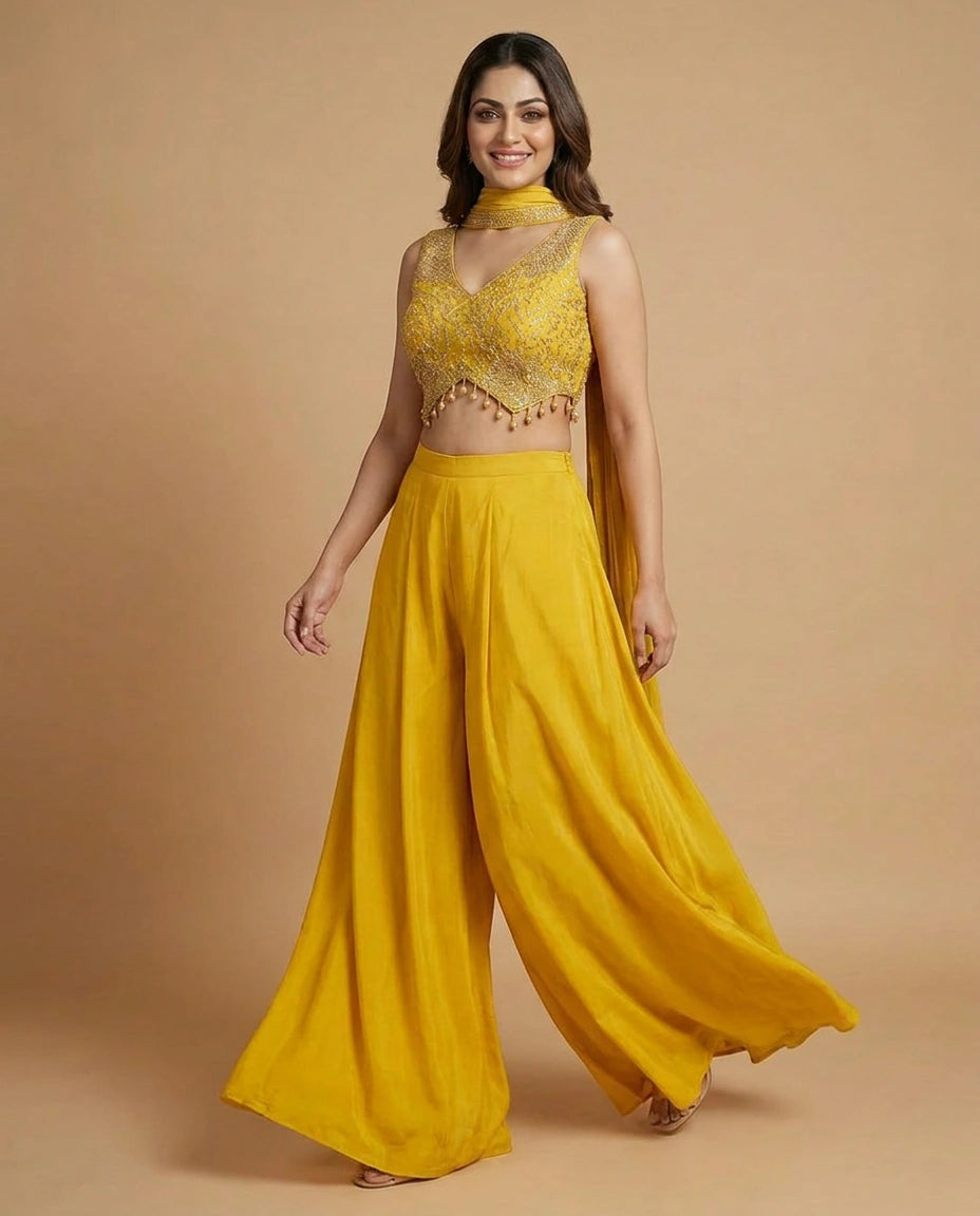 Raw Silk Palazzo Suit - Rangoli India