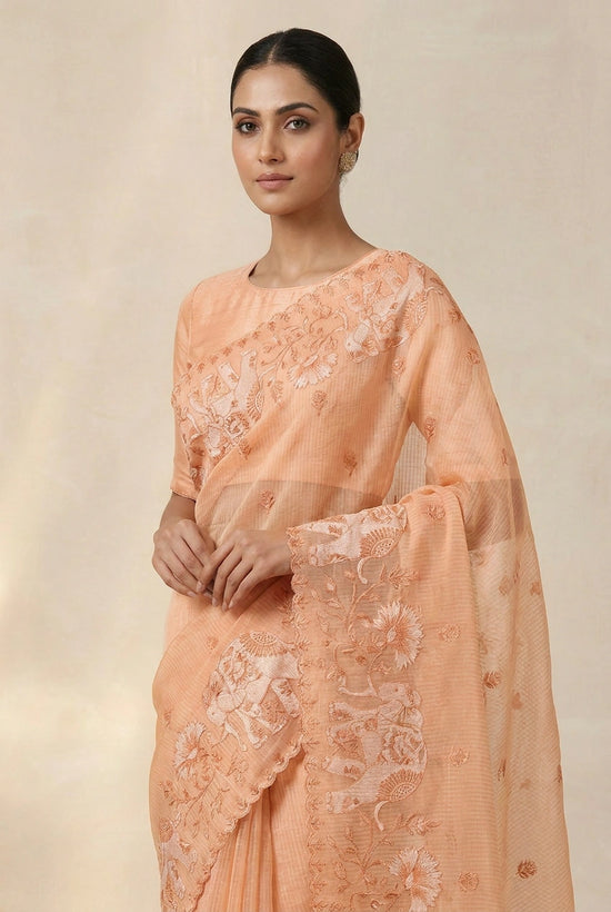 Firozi Blue Bengal Cotton Tant Saree with Tant Weave - Rangoli India