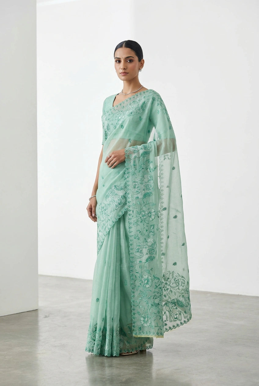 Cotton Tant Saree with Tant Weave for Summer Wear