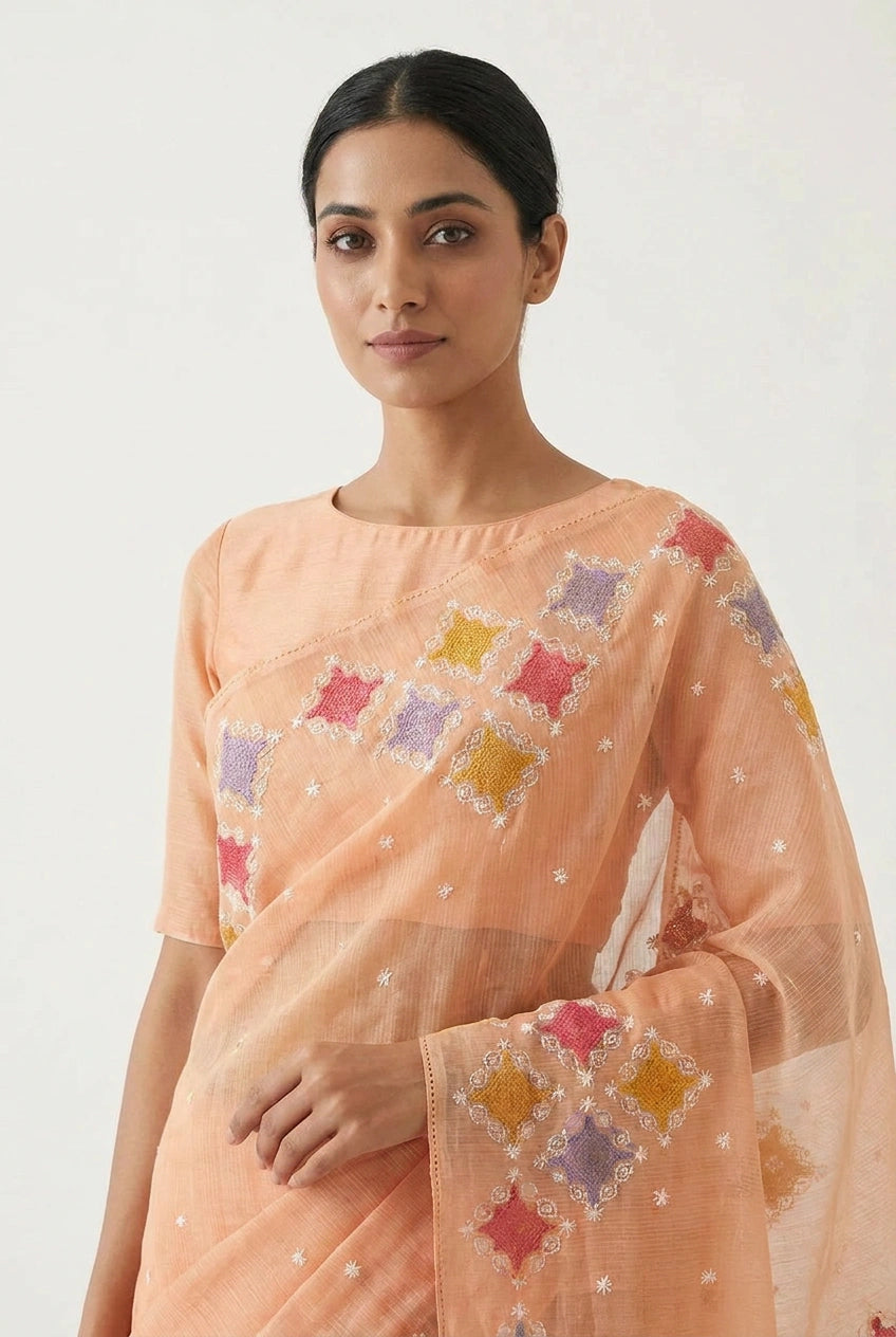Cotton Tant Saree with Tangail Pattern for Daily Office