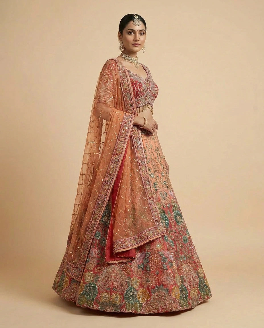 Rani Silk Katan Lehenga Set for Bridal and Reception