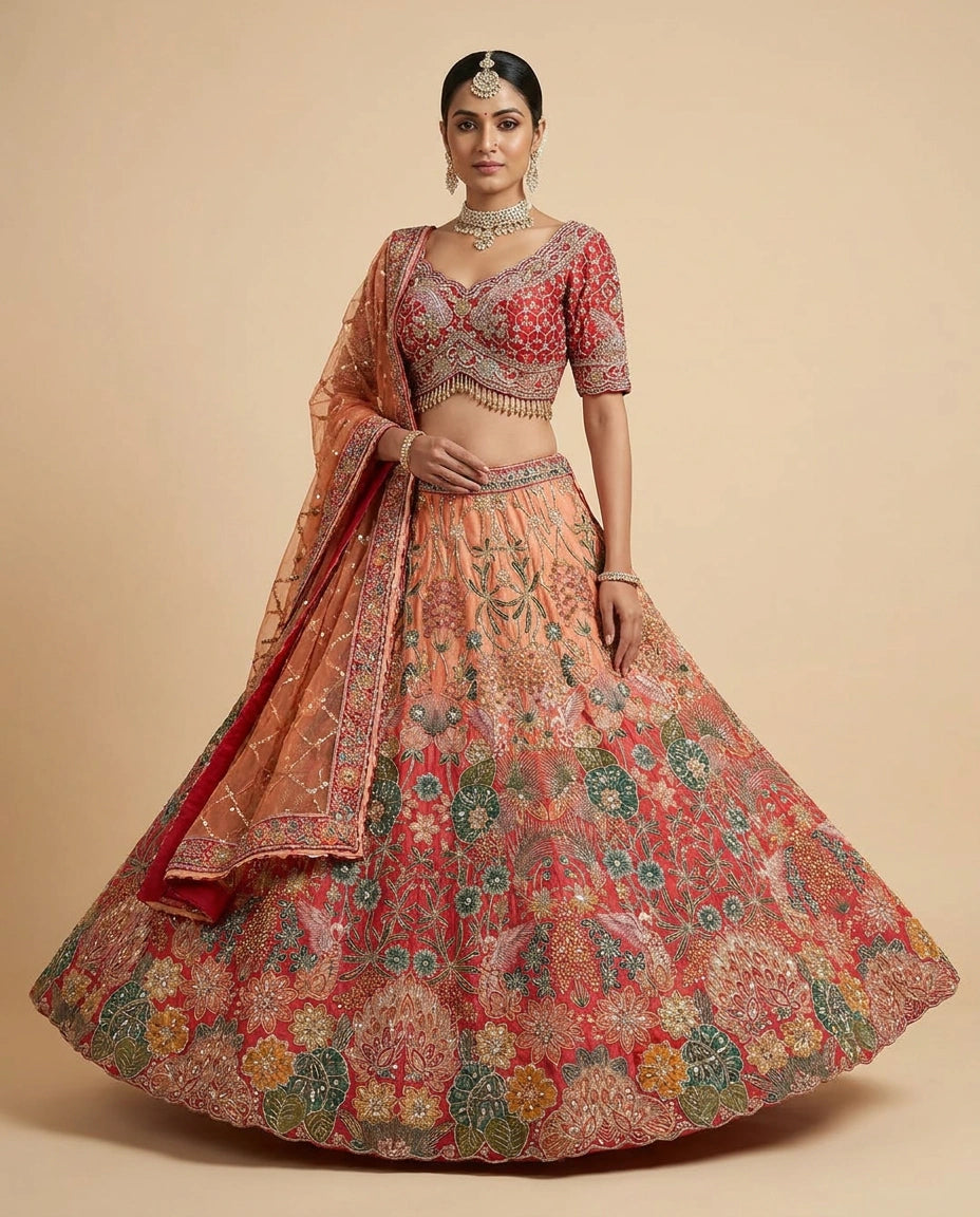 Rani Silk Katan Lehenga Set for Bridal and Reception