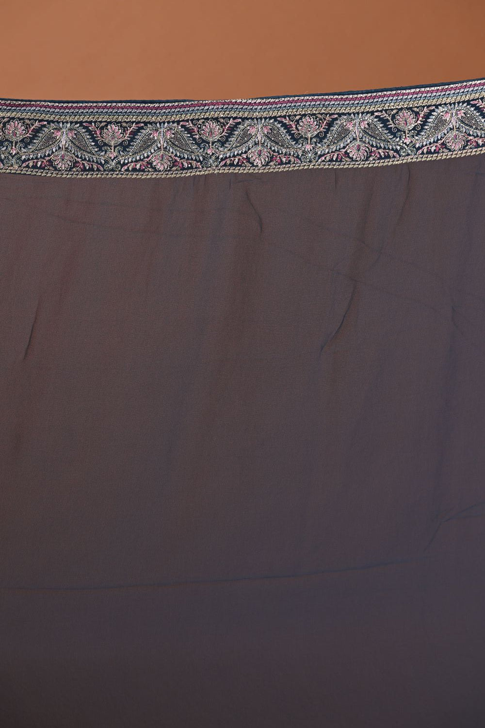 Peacock Blue Georgette Embroidery Saree