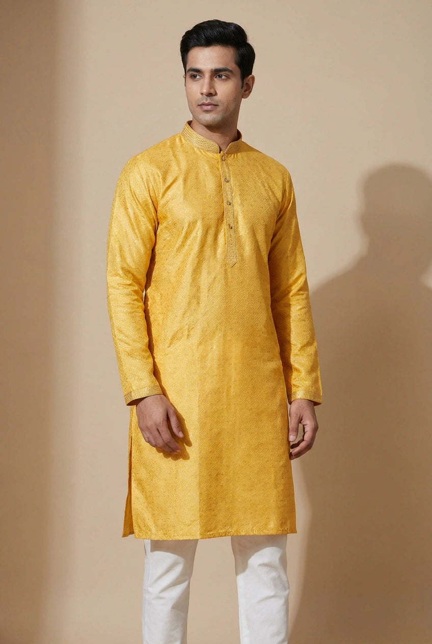 Cotton Kurta Set with Self Print for Casual Outings