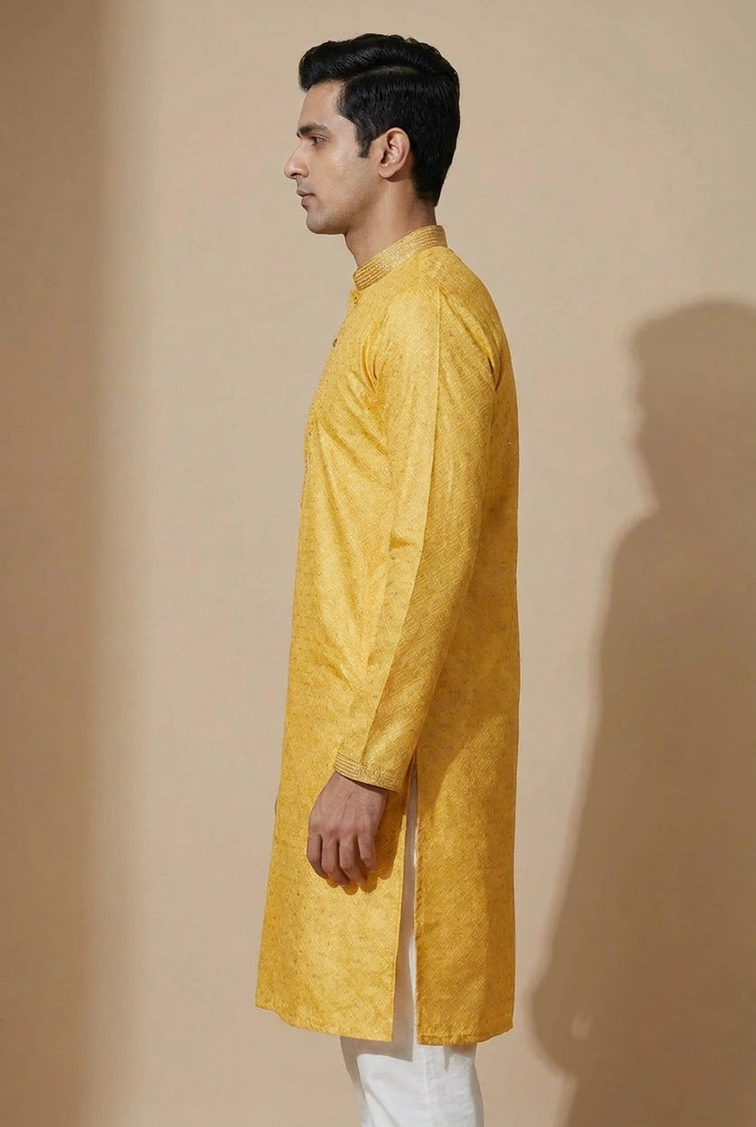 Cotton Kurta Set with Self Print for Casual Outings