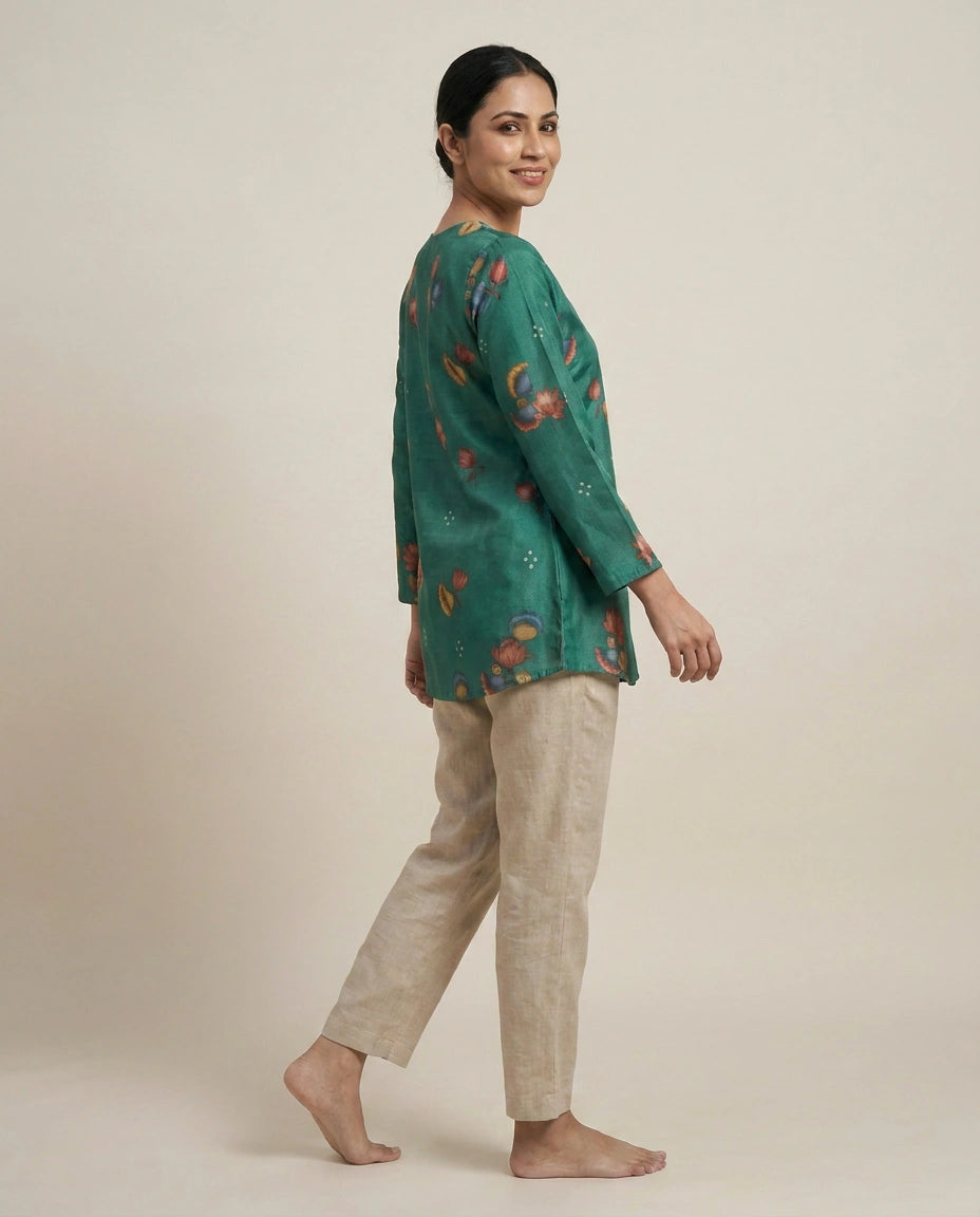 Chinon Kurti Short with All-Over Print - Rangoli India