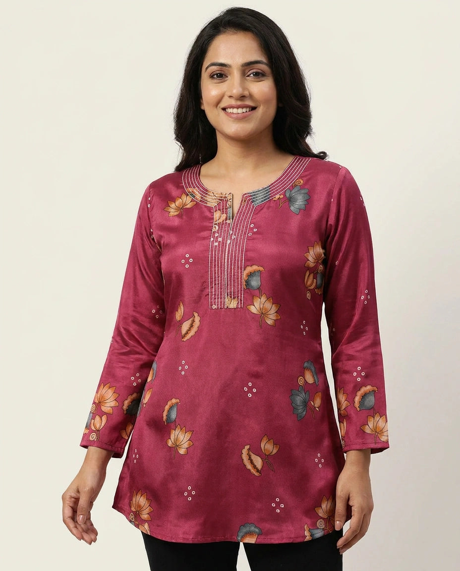Chinon Kurti Short with All-Over Print - Rangoli India