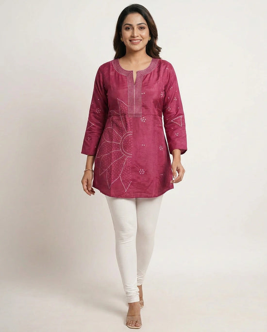 Fuchsia Pink Kurti Short - Rangoli India