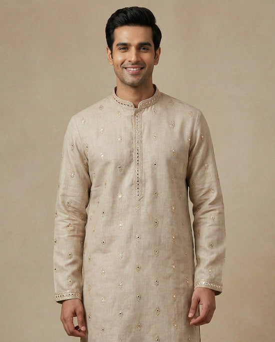 Men's Cotton Linen Kurta Pajama Set