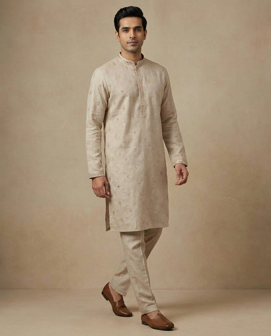Men's Cotton Linen Kurta Pajama Set — photo 3 of 4
