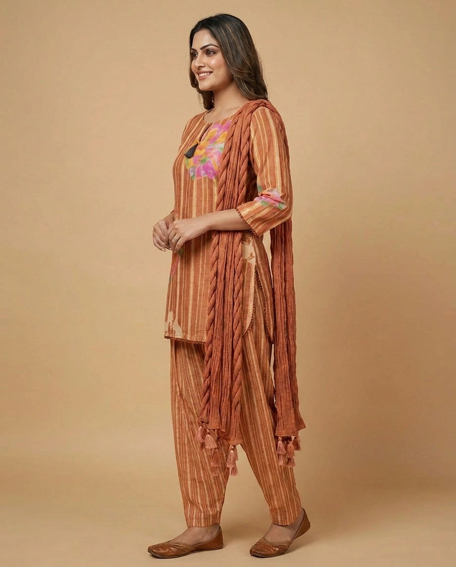 Cotton Choli Palazzo Set - Rangoli India