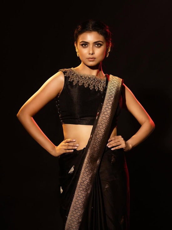 Black Mashru Banarasi Silk Saree - silk Indian ethnic wear by Rangoli