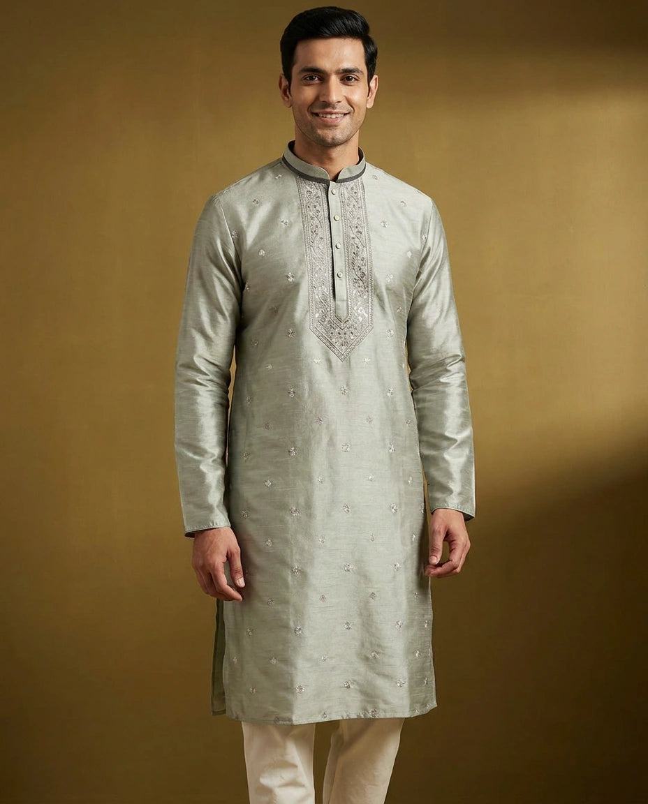 Men's Tussar Silk Kurta Pajama Set — photo 5 of 8