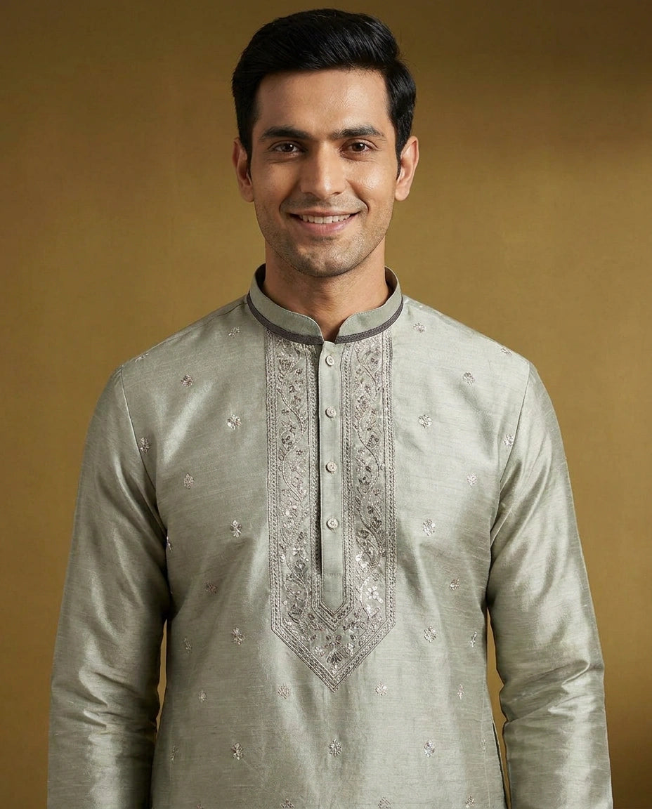 Men's Tussar Silk Kurta Pajama Set — photo 6 of 8