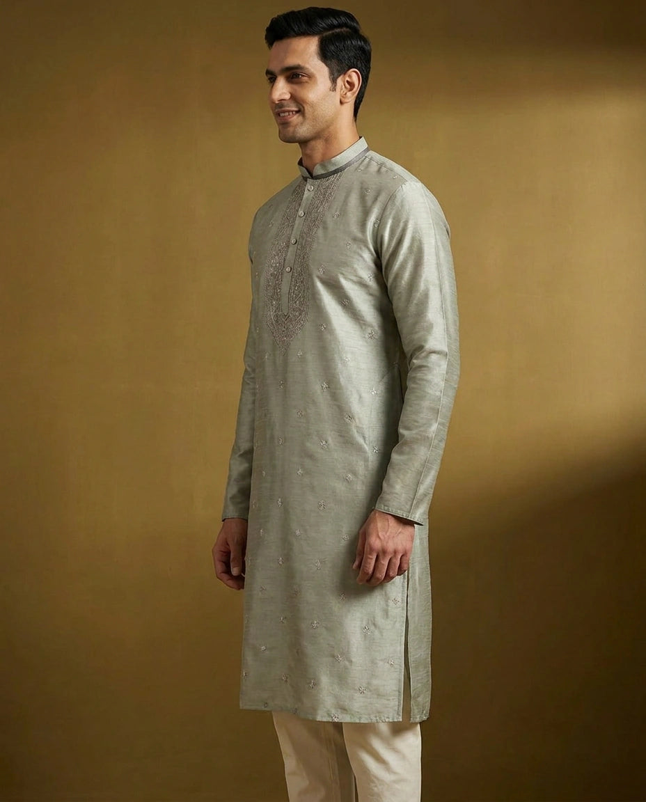 Men's Tussar Silk Kurta Pajama Set — photo 7 of 8