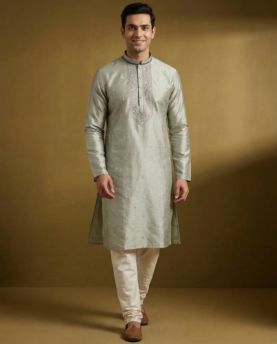 Men's Tussar Silk Kurta Pajama Set — photo 8 of 8