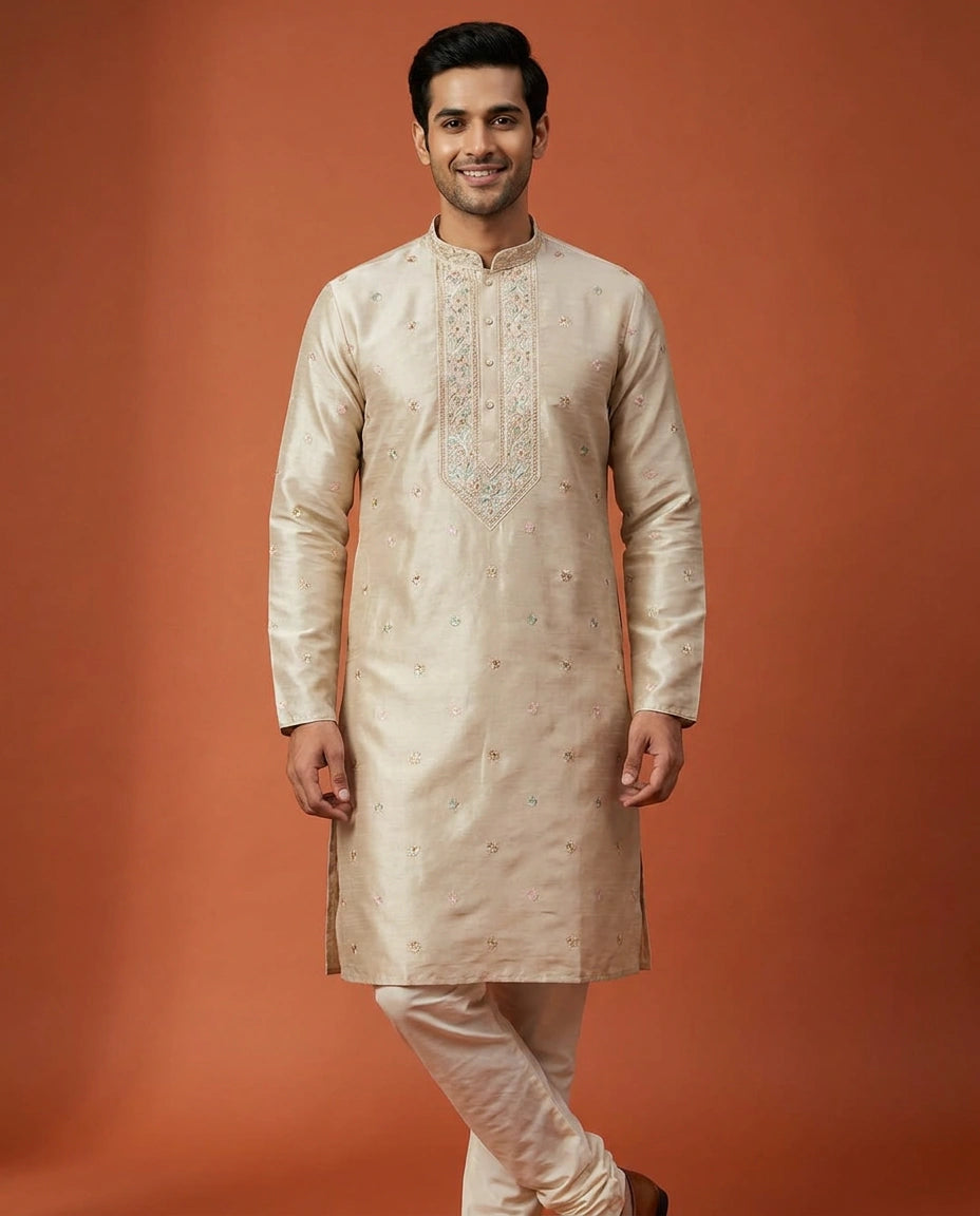 Men's Tussar Silk Kurta Pajama Set — photo 2 of 8