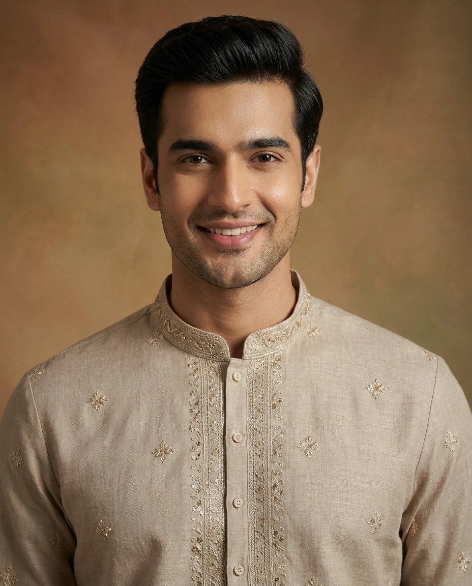 Men's Kurta Pajama Set Cotton Linen