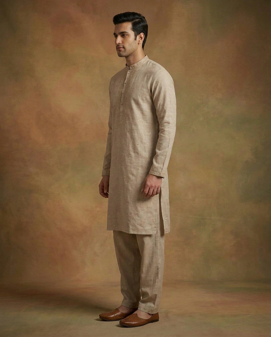 Men's Kurta Pajama Set Cotton Linen — photo 4 of 8