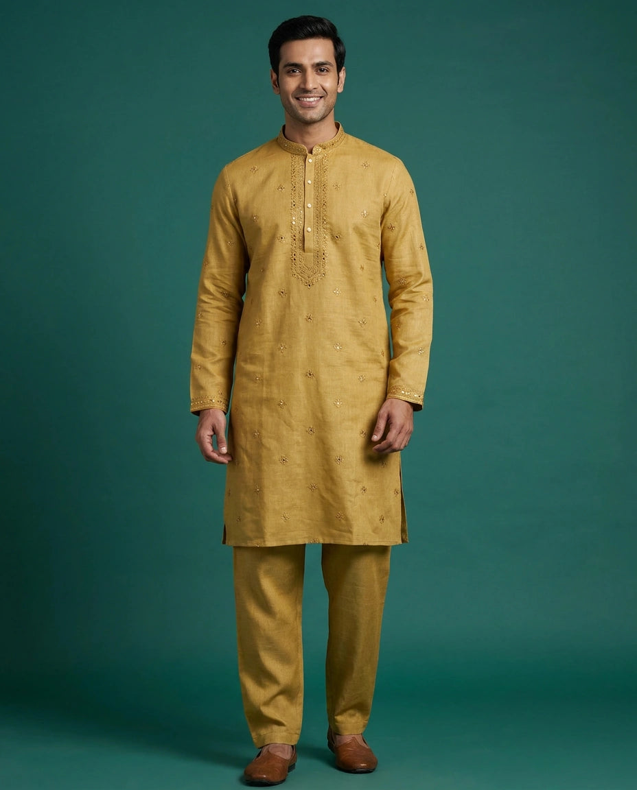 Men's Kurta Pajama Set Cotton Linen — photo 5 of 8